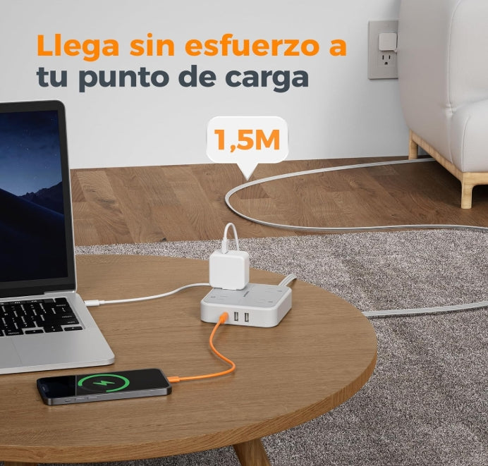 🔌 TESSAN Regleta Multicontacto con Protección de Sobretensión – Potencia y seguridad en un solo diseño