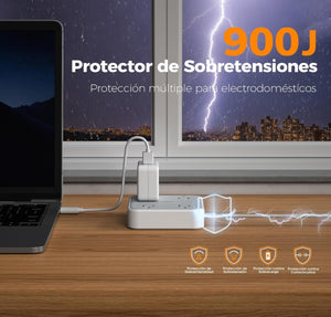 🔌 TESSAN Regleta Multicontacto con Protección de Sobretensión – Potencia y seguridad en un solo diseño