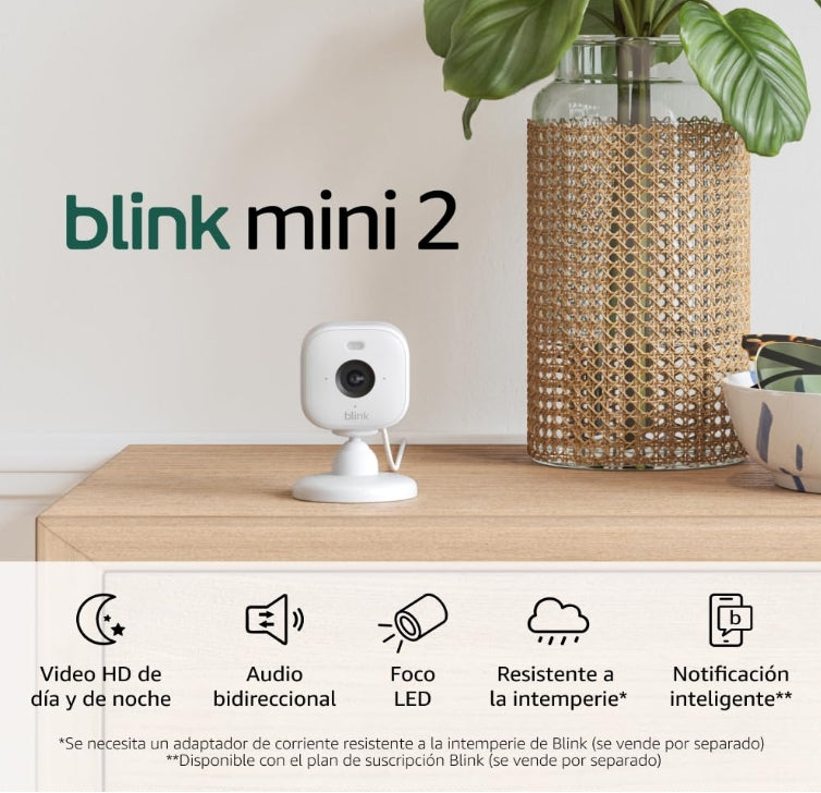 Blink Mini 2 – Cámara de Seguridad Inteligente con Visión Nocturna HD y Alexa