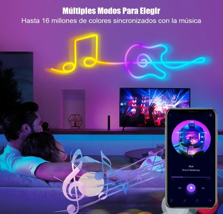 🌈 EASYTAO Tira LED Neon RGB 10M con Bluetooth – Transforma tu espacio con color y ritmo
