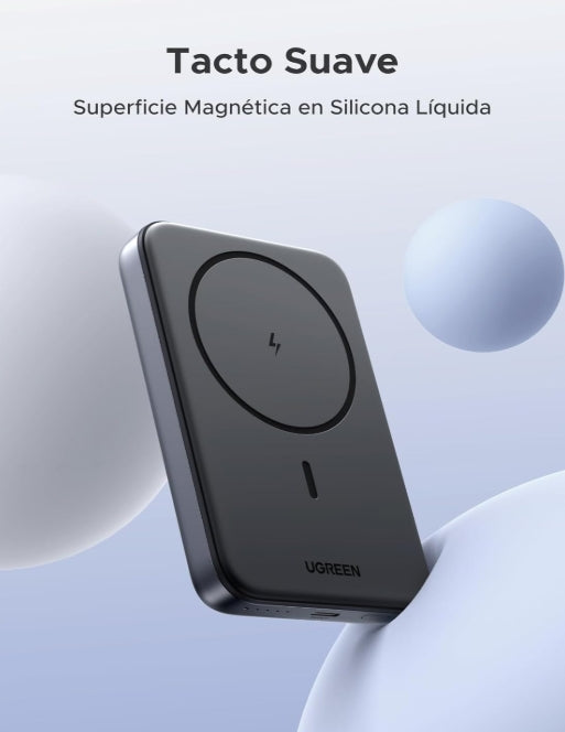 UGREEN 10000mAh Power Bank Inalabrico PD 20W Carga Raida, Cargador USB C Portail Magnaco, Bateria Externa Compatible con iPhone 16/15/14 Serie, Galaxy, Xiaomi, iPad, LG, Negro