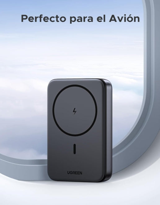 UGREEN 10000mAh Power Bank Inalabrico PD 20W Carga Raida, Cargador USB C Portail Magnaco, Bateria Externa Compatible con iPhone 16/15/14 Serie, Galaxy, Xiaomi, iPad, LG, Negro