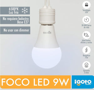 💡 iGoto Pack de 10 Focos LED A60 9W Luz Fría – Ahorra energía, ilumina con potencia