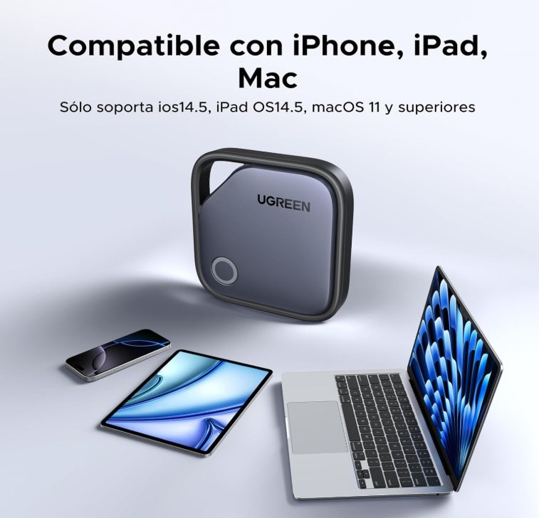 UGREEN FineTrack Smart Finder Compatible con Apple Find My (sólo iOS), Bluetooth Tracker para el Equipaje, Key Finder, Etiqueta Inteligente para Llaves, Maletas, pasaportes con batería reemplazable