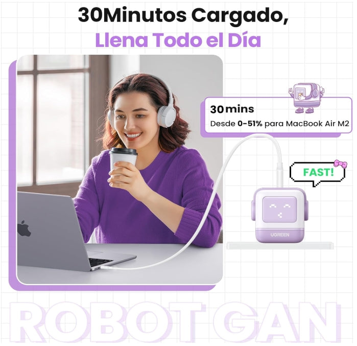 ⚡ ¡Carga Turbo en la Palma de tu Mano con UGREEN Nexode GaNRobot de 30W!