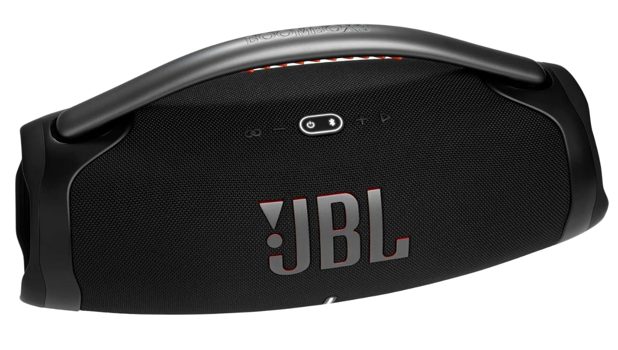 JBL Boombox 3 Bocina Portátil Bluetooth, 180W de Potencia, Reproducción 24 Horas, Resistente al Agua y Polvo IP67 - Negro