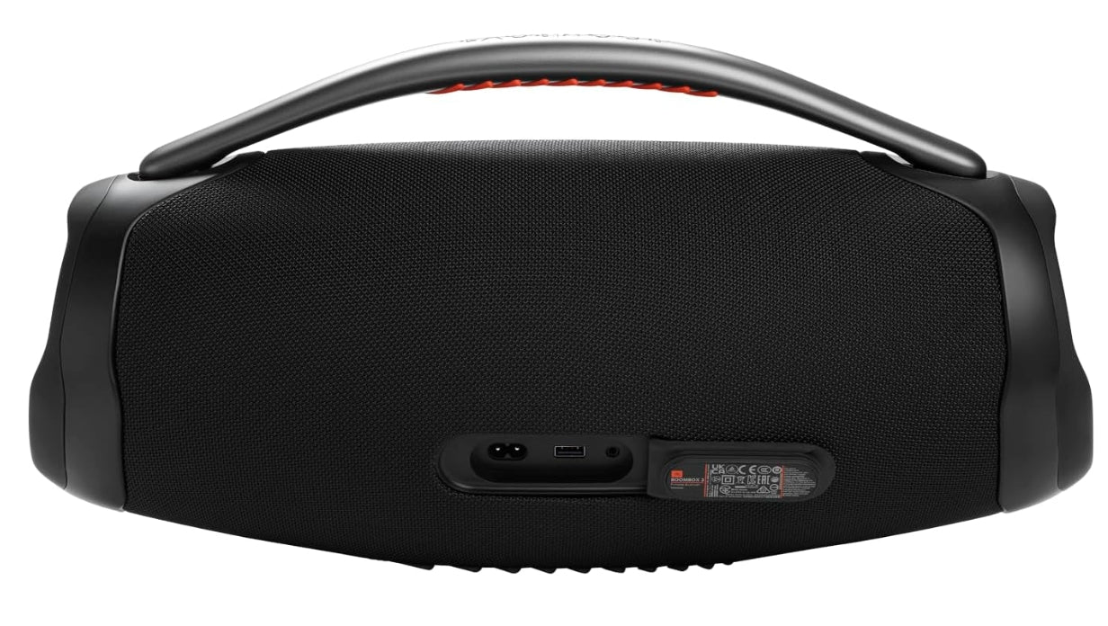 JBL Boombox 3 Bocina Portátil Bluetooth, 180W de Potencia, Reproducción 24 Horas, Resistente al Agua y Polvo IP67 - Negro
