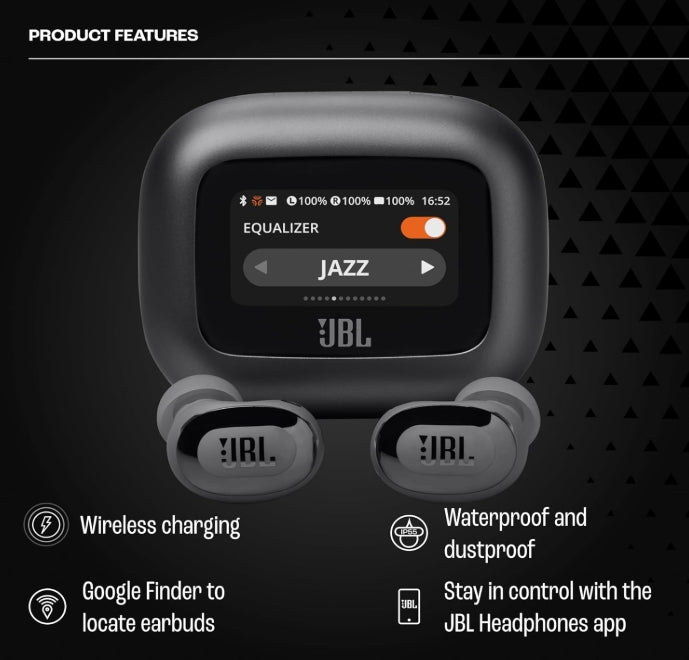 JBL Live Buds 3 Audífonos Inalámbricos NC Bluetooth, Drivers de 10mm, Reproducción 40 Horas, Pantalla Táctil - Negro