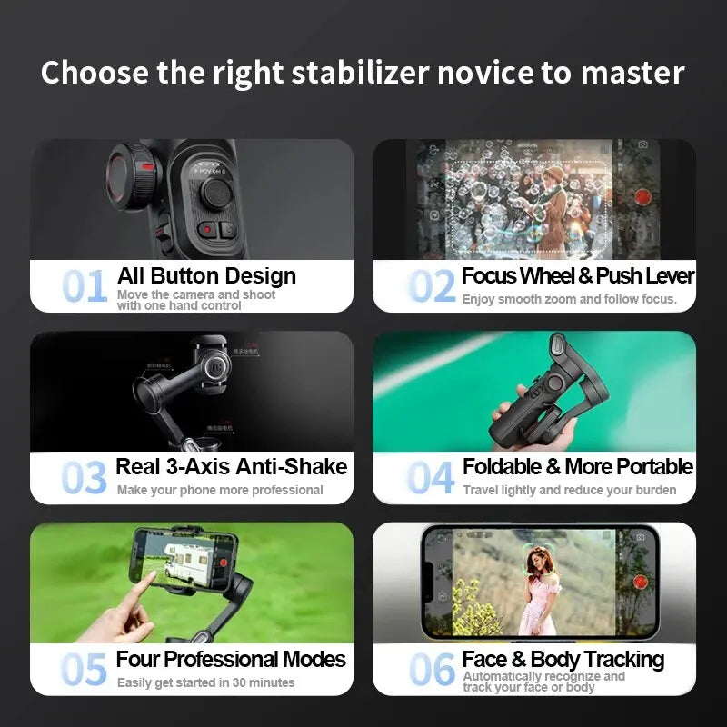 ✨ ¡Graba Como un Pro! Estabilizador Inteligente AOCHUAN SmartXE con Seguimiento Facial y 3 Ejes para TikTok y Vlogs!